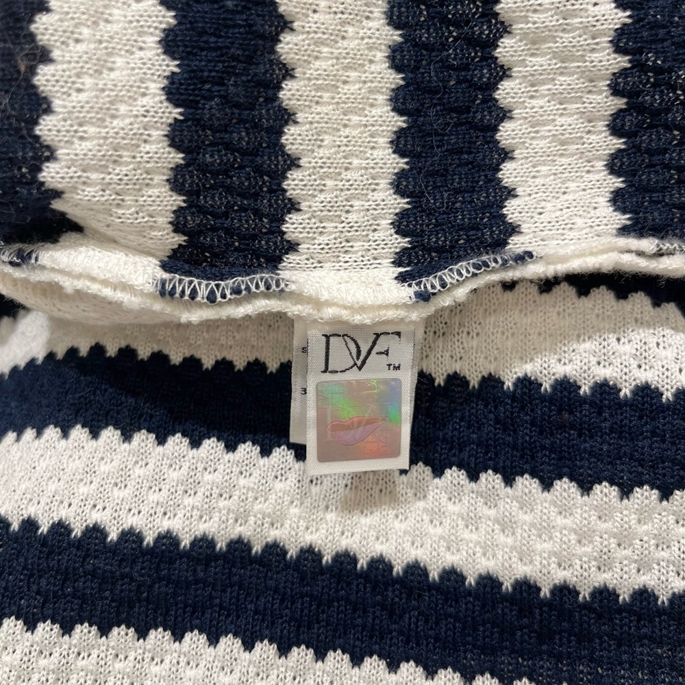 Diane Von Furstenberg Navy and White Stripe Suji Honeycomb Knit Dress NEW - Picture 9 of 9